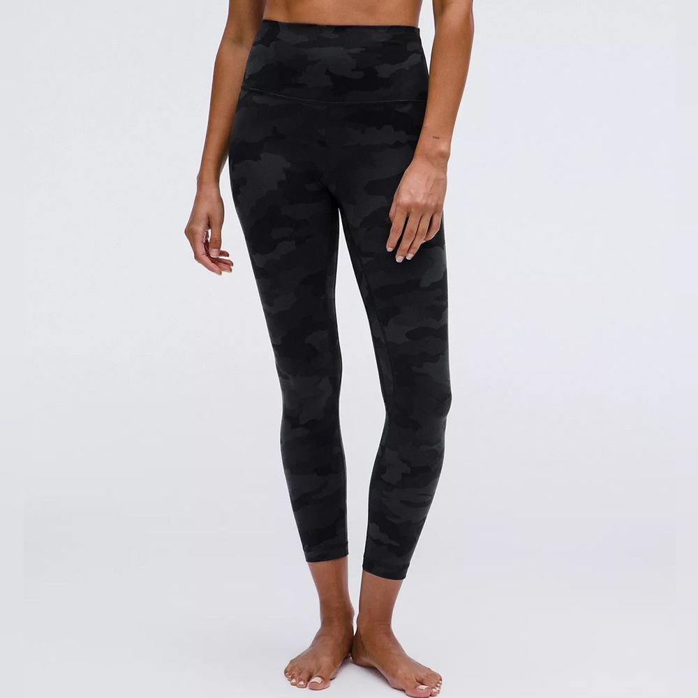 Lululemon Align High Rise Pant 25” Heritage 365 Camo Deep Coal Multi size 6